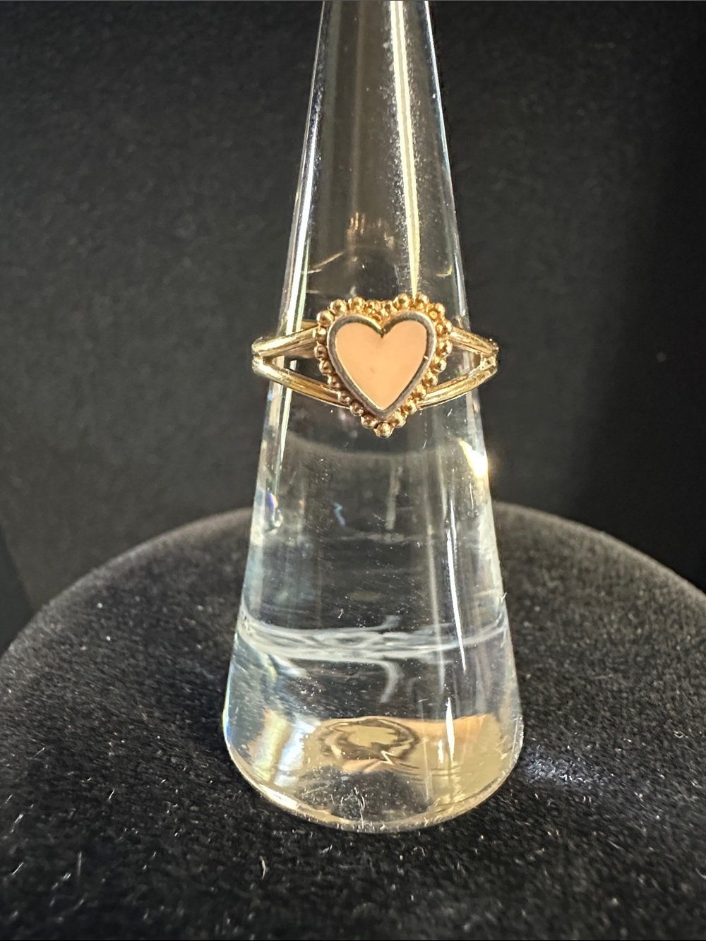 Avon “Secret Heart” Vintage 1976 Goldtone Pink Enamel Adjustable Ring